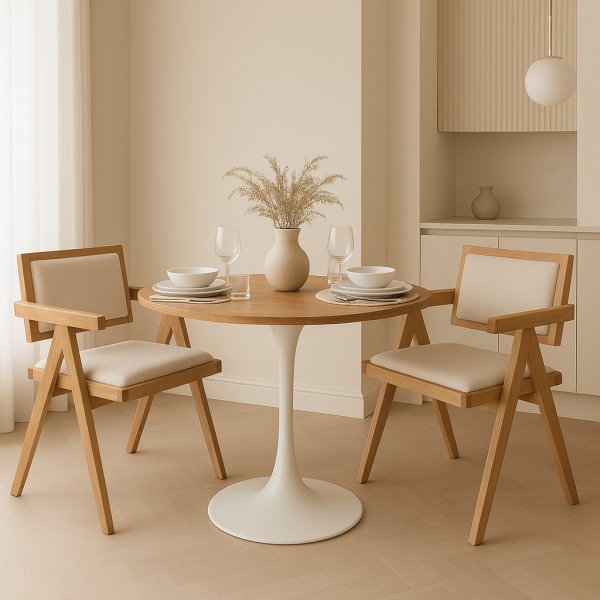 Spisebord eik/hvitt 80 cm - Sumner + Tekstilpleie for mbler