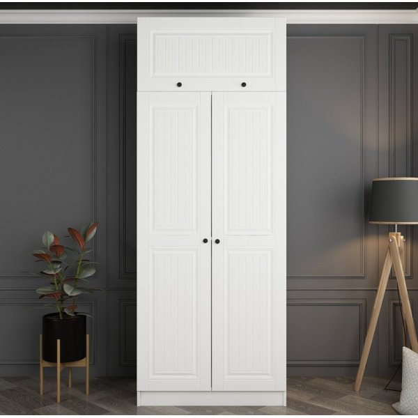 Capeto garderobe med overskap, 90 cm - Hvit Capeto garderobe med overskap, 90 cm - Hvit