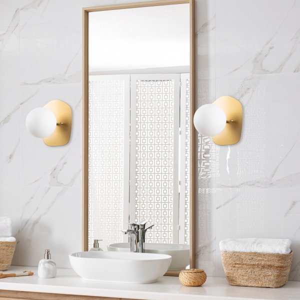 Brnnvegglampe 11670 - Gull/hvit