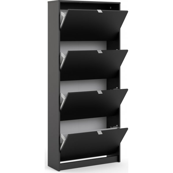 Sko dypt skoskap med 4 rom - Sort