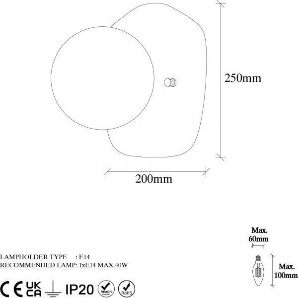 Well vegglampe 11680 - Sort/hvit Well vegglampe 11680 - Sort/hvit