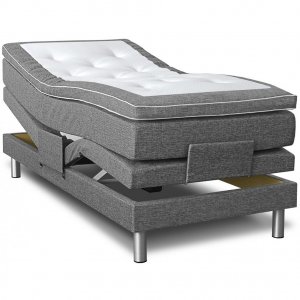 Cloud justerbar seng 7-sone (grå) - Valgfri bredde + Møbelpleiesett for tekstiler