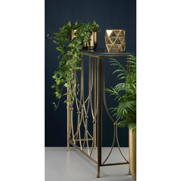 Konsollbord Andrea - Antikk messing/svart + Tekstilrens for møbler Konsollbord Andrea - Antikk messing/svart + Tekstilrens for møbler