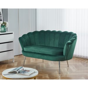 Musslan 2-seters sofa - Grnn / krom + Tekstilrens for mbler