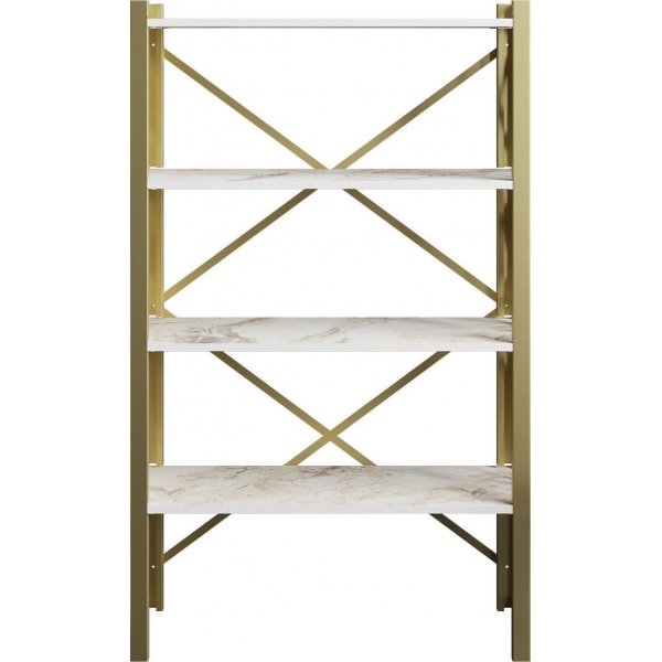 Merkel bokhylle - Hvit/gull