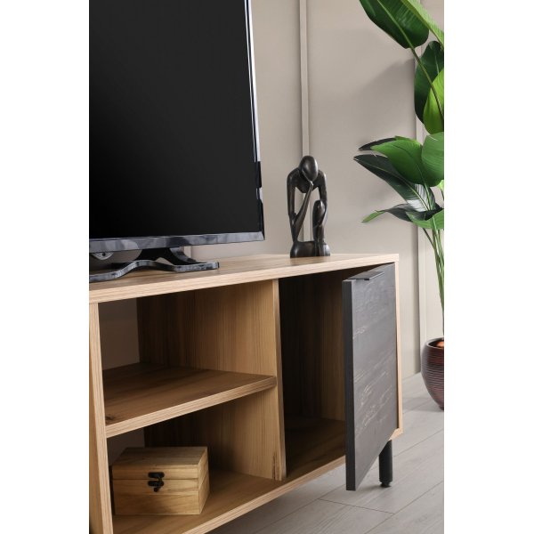 Casares mediebenk - Eik/mrkebrun