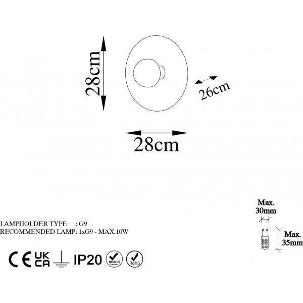 Kurt vegglampe 28 cm - Kobber