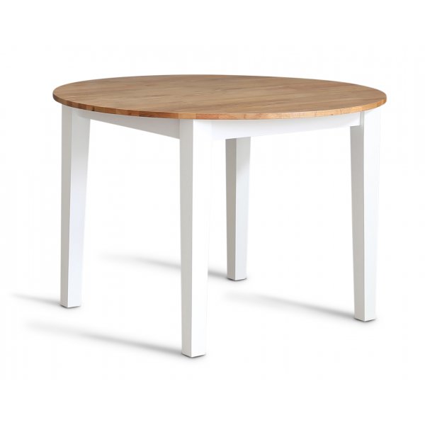 Dalsland spisegruppe: Rundt bord i Eik/Hvit med 4 gr Cane stoler