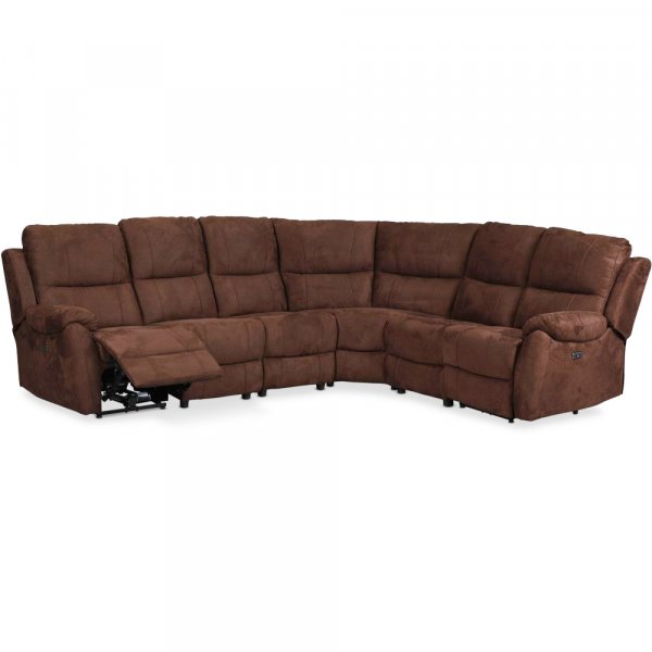 Enjoy recliner hjrnesofa - 5-seter (elektrisk) i brunt mikrofiberstoff