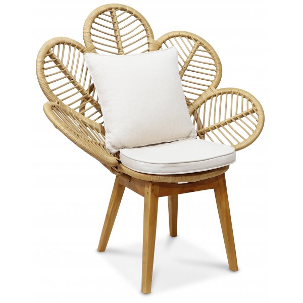 Peacock loungelenestol med pute - Natur