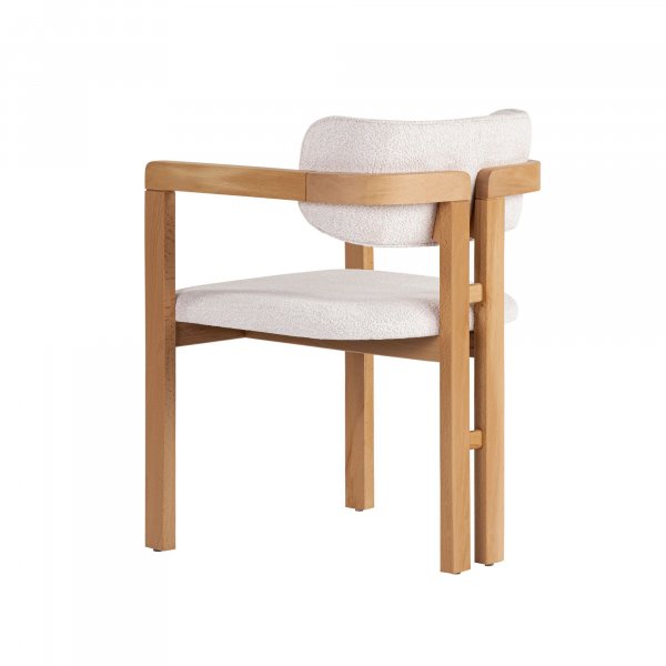 Lenestol Torpin i hvit chenille og eik Lenestol Torpin i hvit chenille og eik