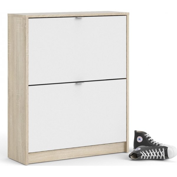 Sko dypt skoskap med 2 rom - Eik/hvit