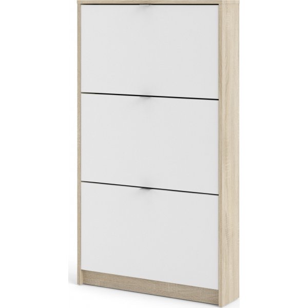 Sko skoskap med 3 rom - Eik/hvit Sko skoskap med 3 rom - Eik/hvit