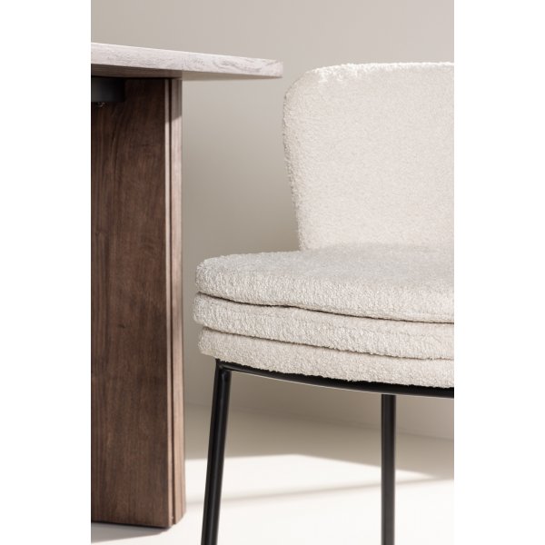 Agnes spisestol - Hvit boucle