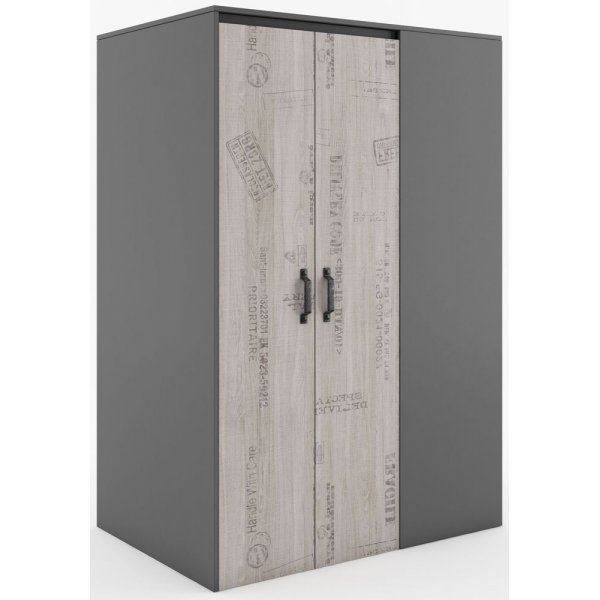 Deena garderobe - Grafitt/eik - Ventrevendt