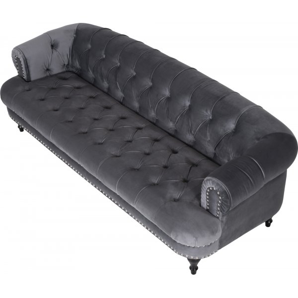 Sofa 3-seter chesterfield grå fløyel Sofa 3-seter chesterfield grå fløyel