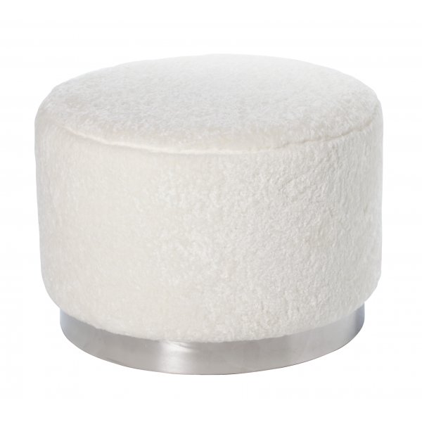 Furry sittepuff 50 cm - Hvit / Krom