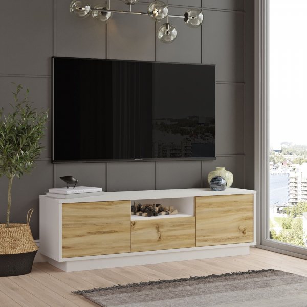 Luvio mediebenk 3 - Eik/hvit Luvio mediebenk 3 - Eik/hvit