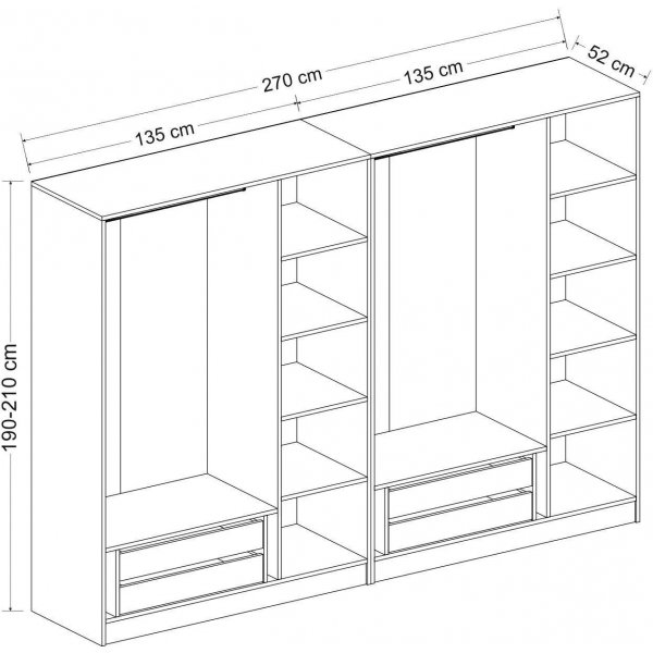 Cavolo garderobeskap 270 cm, variant B - Hvit