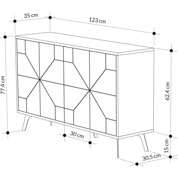 Dune skjenk 123 cm - Lys semsket skinn Dune skjenk 123 cm - Lys semsket skinn
