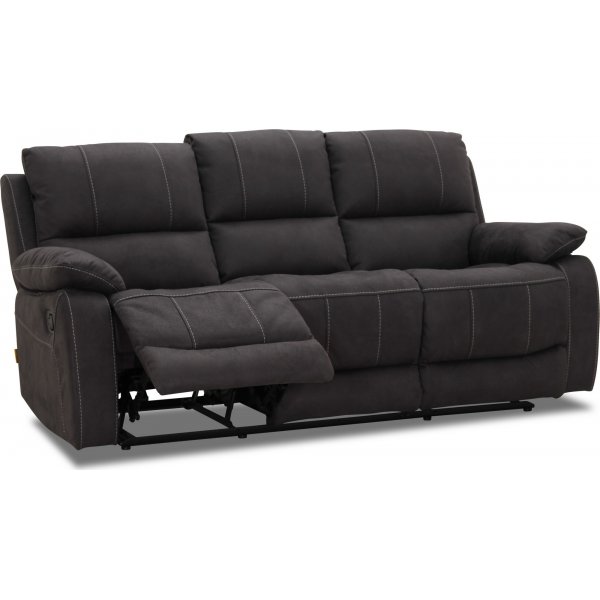 Texas manuell 3-seters reclinersofa - Grå stoff Texas manuell 3-seters reclinersofa - Grå stoff