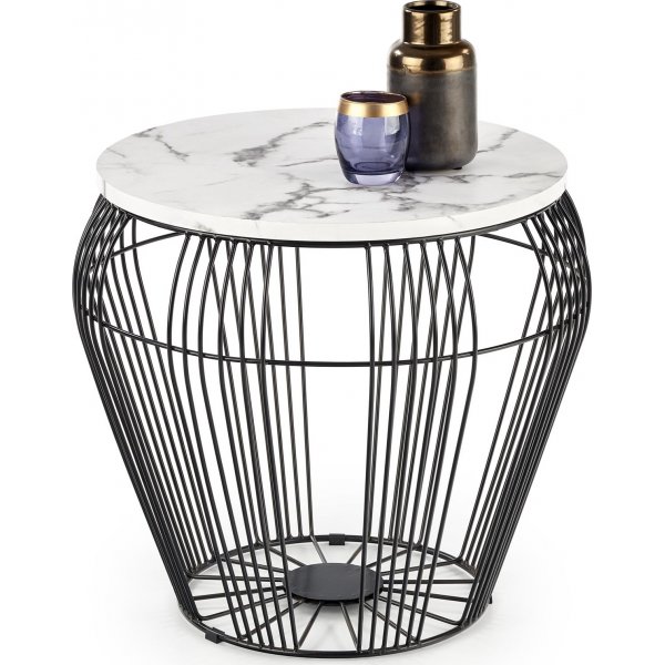 Grande salongbord Ø56 cm - Hvit marmor/svart Grande salongbord Ø56 cm - Hvit marmor/svart