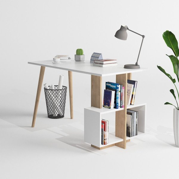 Lagomood skrivebord - Eik/hvit