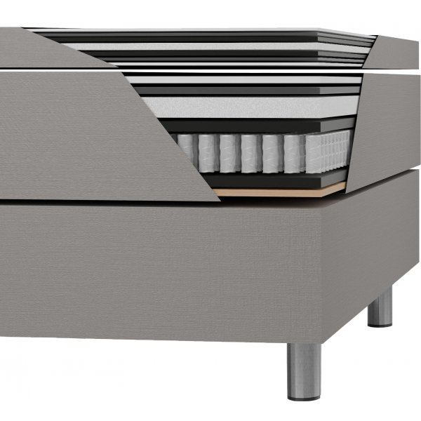 Seng 160x200 cm med oppbevaringsboks, beige