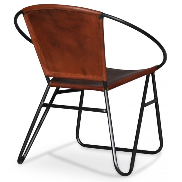 Lenestol Sally i metall - Brunt lær Lenestol Sally i metall - Brunt lær