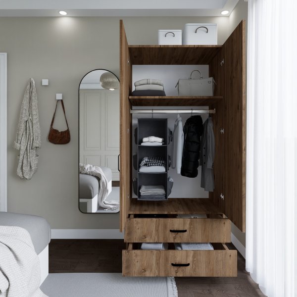 Yaman garderobeskap 80 x 47 x 182 cm - Furu Yaman garderobeskap 80 x 47 x 182 cm - Furu