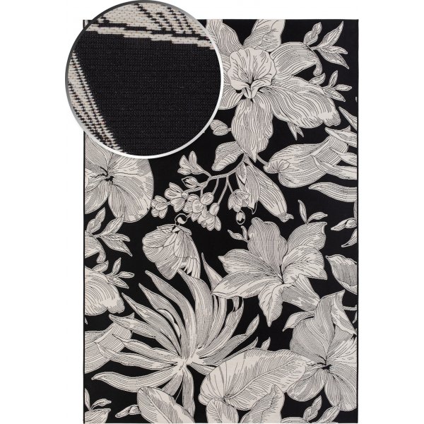 Domani Flower flatvevd teppe Svart Domani Flower flatvevd teppe Svart