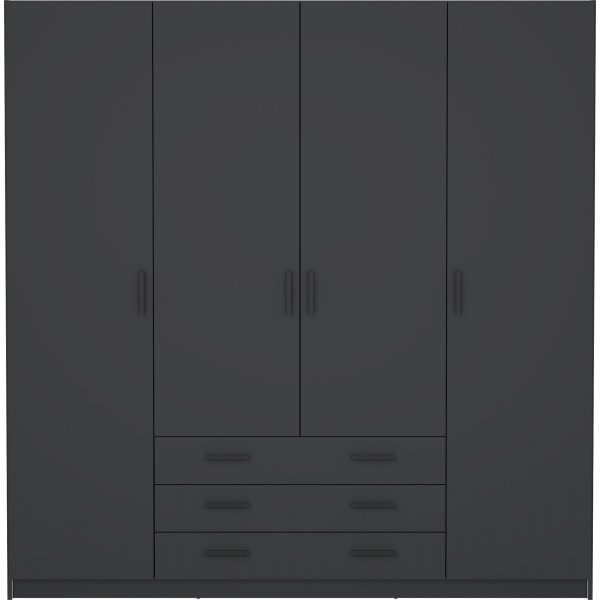 Sprint garderobe med 4 dører og 3 skuffer - Grå Sprint garderobe med 4 dører og 3 skuffer - Grå