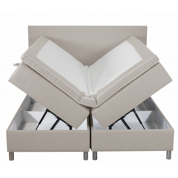 Accent boksseng med oppbevaring - 180 x 200 cm - Beige