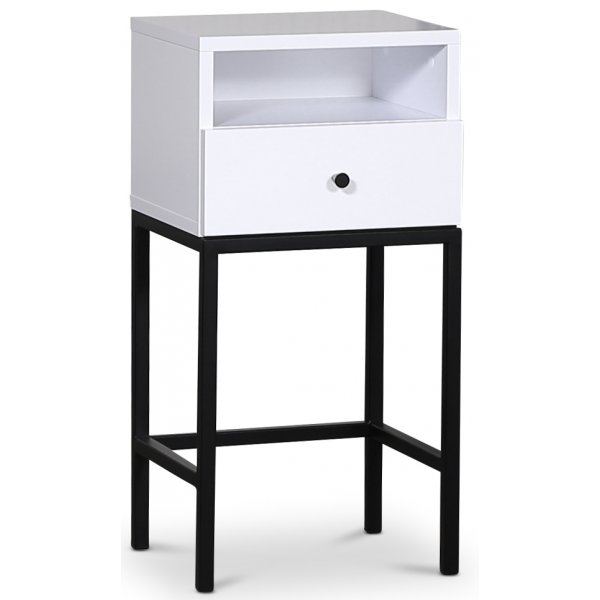 Stilo V.2 nattbord - Hvit / Sort metall