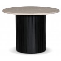 PiPi rundt spisebord Ø105 cm - Svartbeiset tre / Travertinstein PiPi rundt spisebord Ø105 cm - Svartbeiset tre / Travertinstein