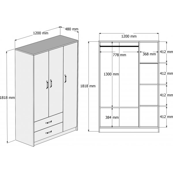 Grande garderobeskap - Eik Grande garderobeskap - Eik