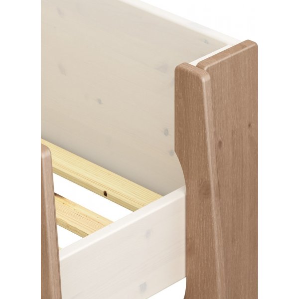 For barn hy loftseng 90 x 200 cm - Hvitkalket/gr/brun