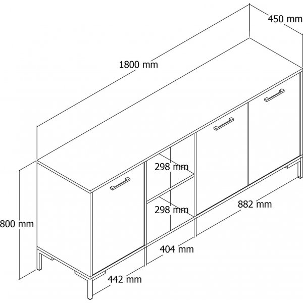 Aurora skjenk - Eik/hvit Aurora skjenk - Eik/hvit