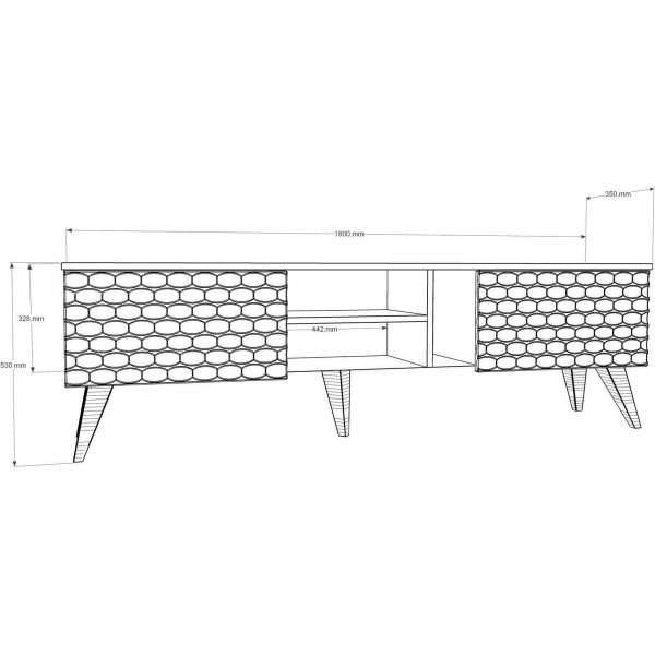 Egg mediebenk - Hvit/valntt