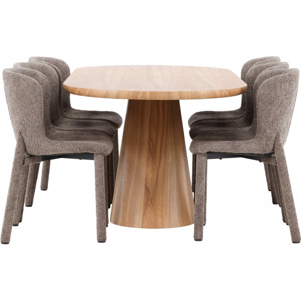 Spisebord Stjärnö med 6 Astoria stoler - Brun + 6.00 x Stolpute Spisebord Stjärnö med 6 Astoria stoler - Brun + 6.00 x Stolpute