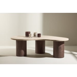 Megg salongbord 130x78 cm - Mokka / Travertin