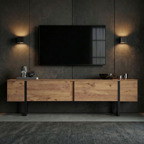 TV-stativ Orost 180 cm - Atlantic Pine/svart