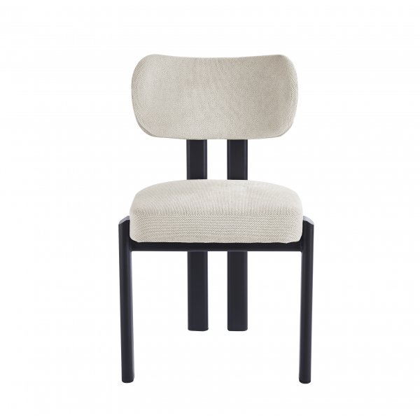 Spisegruppe Crossby uttrekkbart bord Ø120-200cm i svartbeiset eik med 8 Callum spisestoler i beige stoff Spisegruppe Crossby uttrekkbart bord Ø120-200cm i svartbeiset eik med 8 Callum spisestoler i beige stoff