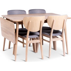 Odense spisebord 120-160x80 cm med 4 Fr stoler