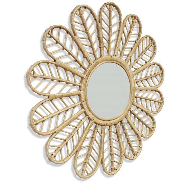 Peacock speil i rotting  90 cm - Natur