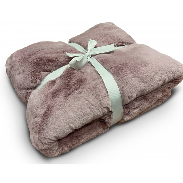 Softy pledd 130 x 170 cm - Lys rosa/Hvit