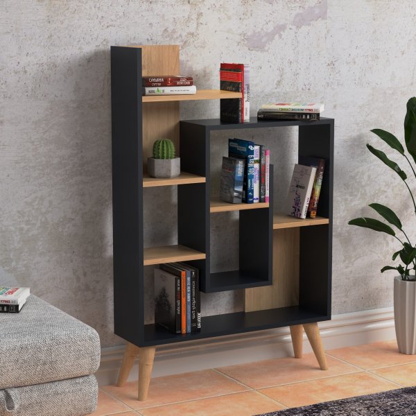 Salman bokhylle - Antrasitt/eik