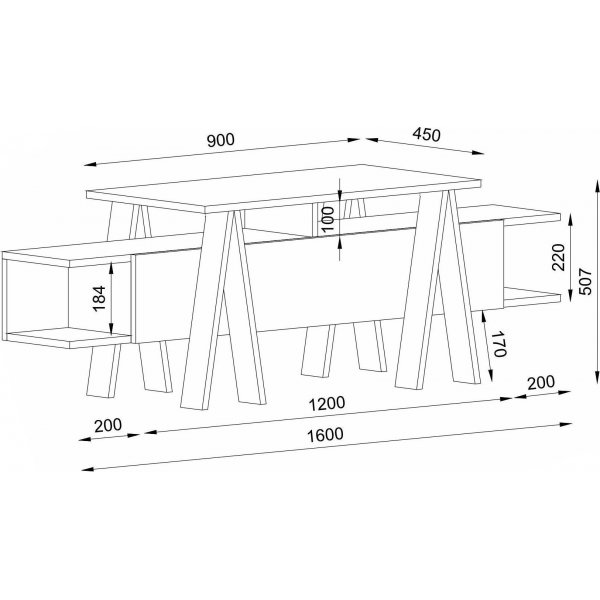Aspero mediebenk - Svart/antrasitt