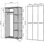 Asimo garderobeskap 90 x 45 x 183 cm - Antrasitt/hvit