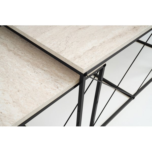 Defne salongbordsett - Sort/marmor Defne salongbordsett - Sort/marmor